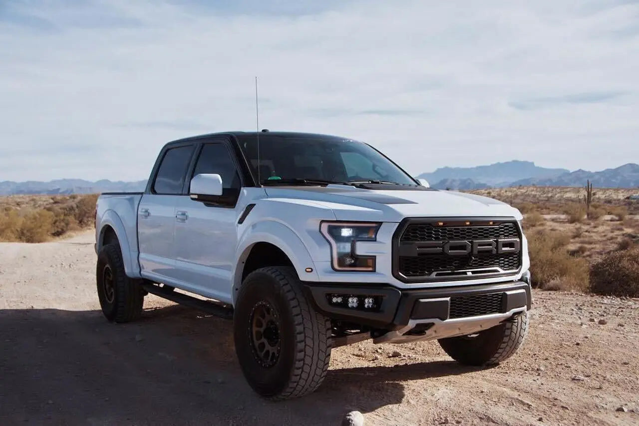 white ford f-150 raptor offroad truck